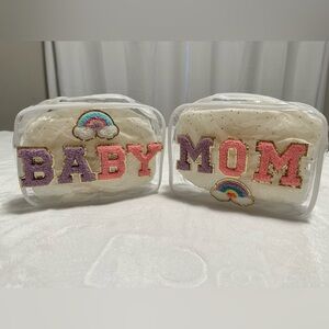 Baby Mom Embroidered Baby Bag Set - Pink and Purple